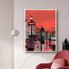 Poster - The city in Pop Art style, 60 x 90 см, Framed poster on glass, Maps and Cities