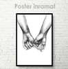 Poster - Holding hands, 60 x 90 см, Framed poster on glass, Black & White
