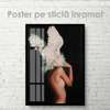 Poster - Girl with white feathers, 30 x 45 см, Canvas on frame, Nude