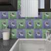 Ceramic tiles in green and purple colors, Imitation tiles
