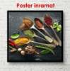 Poster - Various spices, 100 x 100 см, Framed poster on glass, Food and Drinks