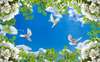 Fototapet - Cerul albastru cu ramă verde de frunze