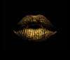 Poster - Golden lips, 90 x 60 см, Framed poster on glass, Glamour