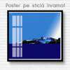Poster - Formula 1 on a blue background, 100 x 100 см, Framed poster on glass, Transport
