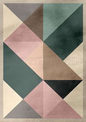 Poster - Geometrie în nuanțe pale, 30 x 45 см, Panza pe cadru, Minimalism