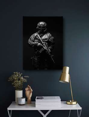 Постер - SWAT, 60 x 90 см, Постер на Стекле в раме, Черно Белые
