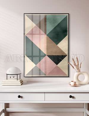 Poster - Geometrie în nuanțe pale, 60 x 90 см, Poster inramat pe sticla, Minimalism