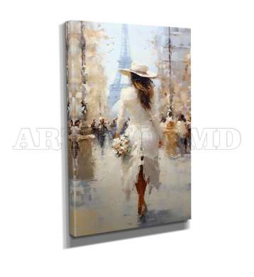 Poster - Elegant lady in Paris, 40 x 80 см, Canvas on frame, Picturi