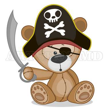 Poster - Mishka Pirate, 100 x 100 см, Framed poster on glass, For Kids