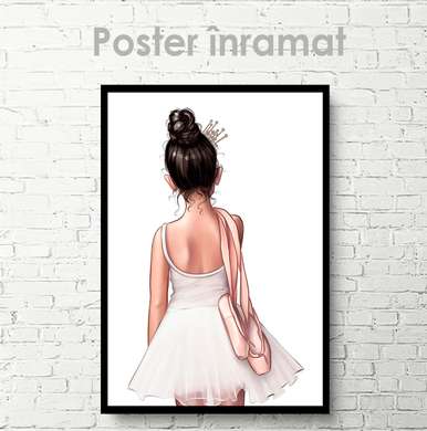 Poster - Cute ballerina, 60 x 90 см, Framed poster on glass