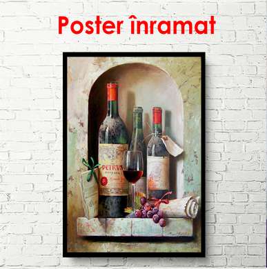 Poster - Cellar with wine bottles, 60 x 90 см, Framed poster, Provence