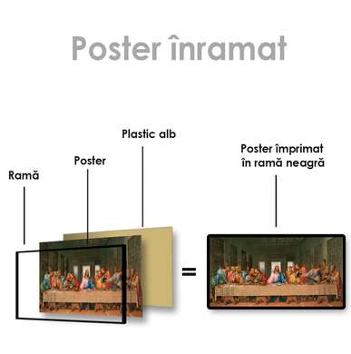Poster - Jesus with his disciples, 150 x 50 см, Framed poster on glass