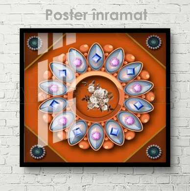 Poster - Gemstones in the shape of a flower, 40 x 40 см, Canvas on frame, Abstract