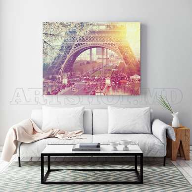 Poster - Eiffel Tower at dawn, 90 x 60 см, Framed poster, Maps and Cities