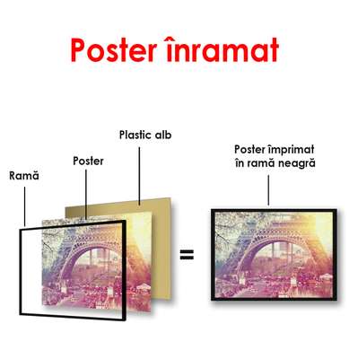 Poster - Turnul Eiffel la răsărit, 90 x 60 см, Poster înrămat