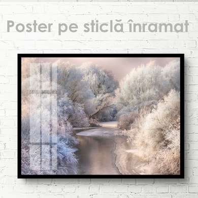 Постер - Зимнии лес, 45 x 30 см, Холст на подрамнике, Природа