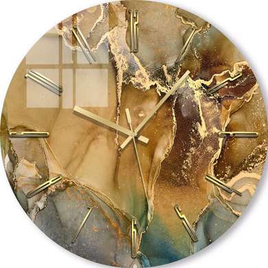 Ceas din sticlă - Textura aurie eleganta, 40cm