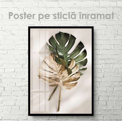 Poster - Monstera leaves, 30 x 45 см, Canvas on frame, Botanical