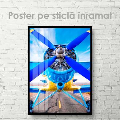 Постер - Самолет пропеллер, 60 x 90 см, Постер на Стекле в раме, Транспорт