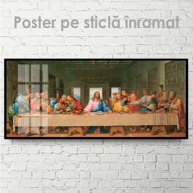 Poster - Isus cu ucenicii săi, 150 x 50 см, Poster inramat pe sticla, Religie