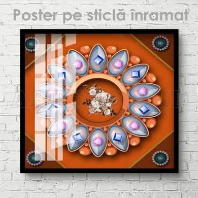 Poster - Gemstones in the shape of a flower, 40 x 40 см, Canvas on frame, Abstract