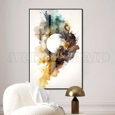 Poster - The abstract sun, 60 x 90 см, Framed poster on glass, Abstract