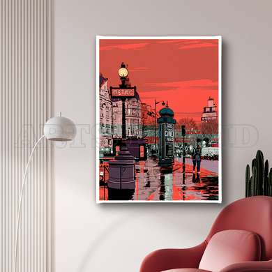 Poster - The city in Pop Art style, 30 x 45 см, Canvas on frame, Maps and Cities