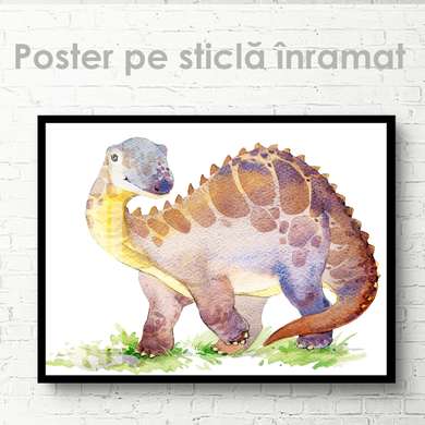 Poster - Dinosaur in watercolor 5, 45 x 30 см, Canvas on frame