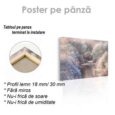 Poster - Pădure de iarnă, 45 x 30 см, Panza pe cadru, Natură