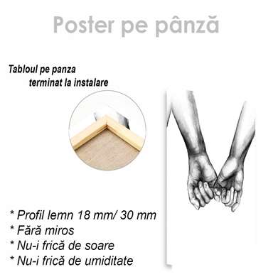 Poster - Holding hands, 30 x 45 см, Canvas on frame, Black & White