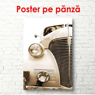 Постер - Белый автомобиль, 45 x 90 см, Постер в раме, Транспорт