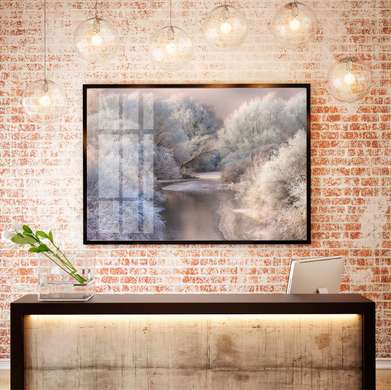 Poster - Winter forest, 90 x 60 см, Framed poster on glass, Nature