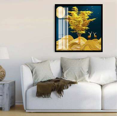 Постер - Пейзаж в лунном свете, 40 x 40 см, Холст на подрамнике
