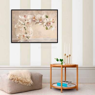 Poster - Orchid in a glass vase, 45 x 30 см, Canvas on frame, Flowers