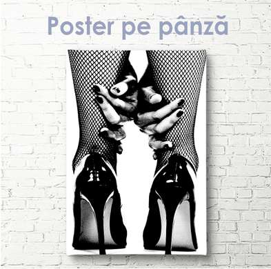 Poster - Tocuri negre, 30 x 90 см, Panza pe cadru, Alb Negru