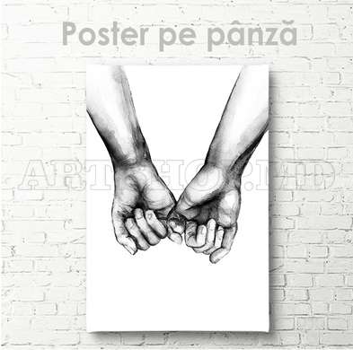 Poster - De mâini, 60 x 90 см, Poster inramat pe sticla, Alb Negru