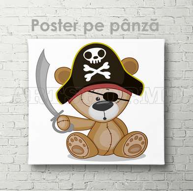 Poster - Mishka Pirate, 100 x 100 см, Framed poster on glass, For Kids