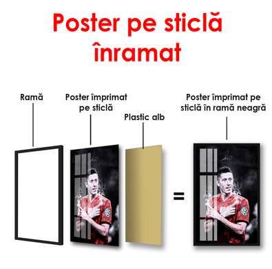 Poster - Fotbalist vesel, 45 x 90 см, Poster inramat pe sticla