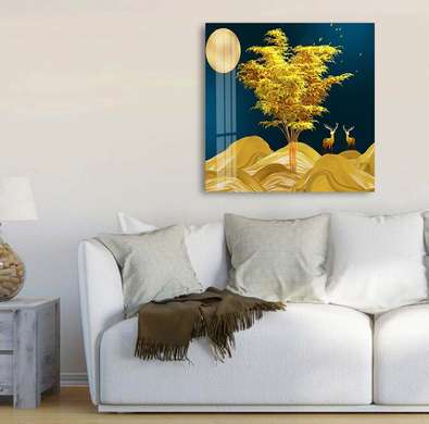 Постер - Пейзаж в лунном свете, 40 x 40 см, Холст на подрамнике