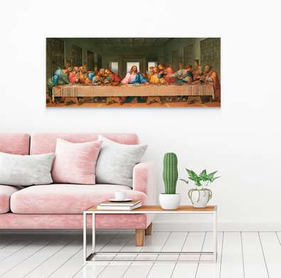 Poster - Jesus with his disciples, 150 x 50 см, Framed poster on glass