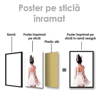 Poster - Balerina drăguță, 60 x 90 см, Poster inramat pe sticla