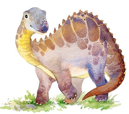 Постер - Динозавр в акварели 5, 90 x 60 см, Постер на Стекле в раме