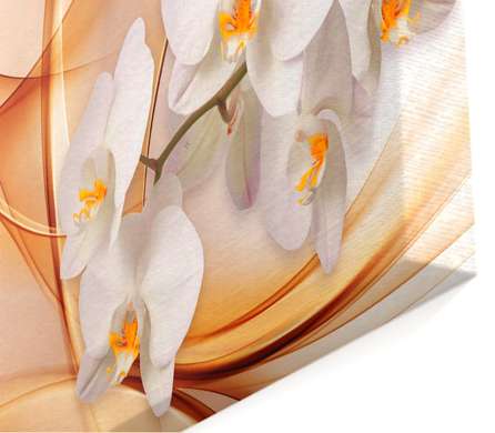 Modular picture, Orchid on a beige background., 106 x 60