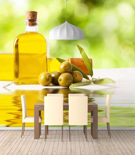 Fototapet - Sticla de ulei de culoare galbenă