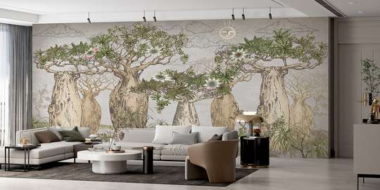 Фотообои - Baobab trees on gray background