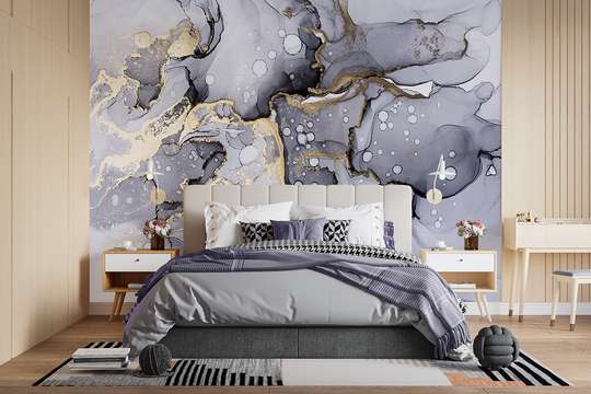 Wall mural - Purple with gold and gray