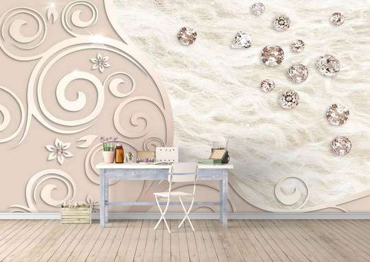 Wall Mural - Diamonds and beige patterns