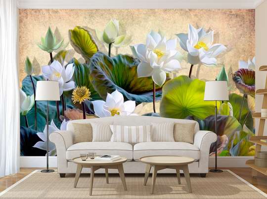 Wall Mural - White flowers in the park