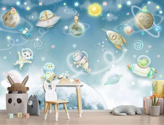 Wall mural for the nursery - Space friends