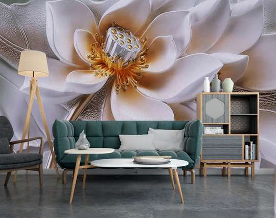 3D Wallpaper - Golden Lotus